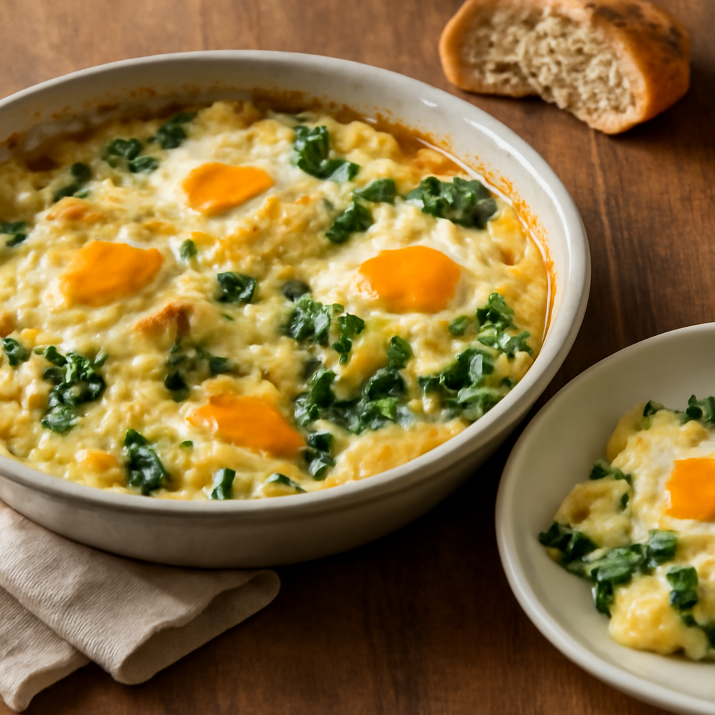 Photo du plat Gratin fondant d’œufs, pommes de terre et épinards à la crème